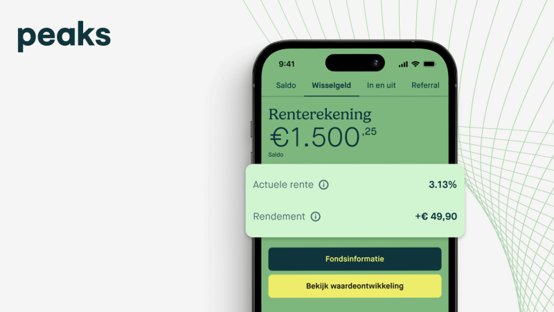Peaks introduceert Renterekening met rente oplopend tot 3,38%