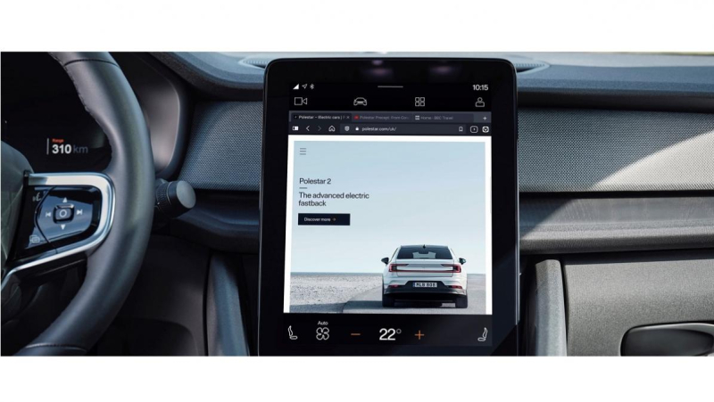 Polestar 2 nu ook met webbrowser van Vivaldi