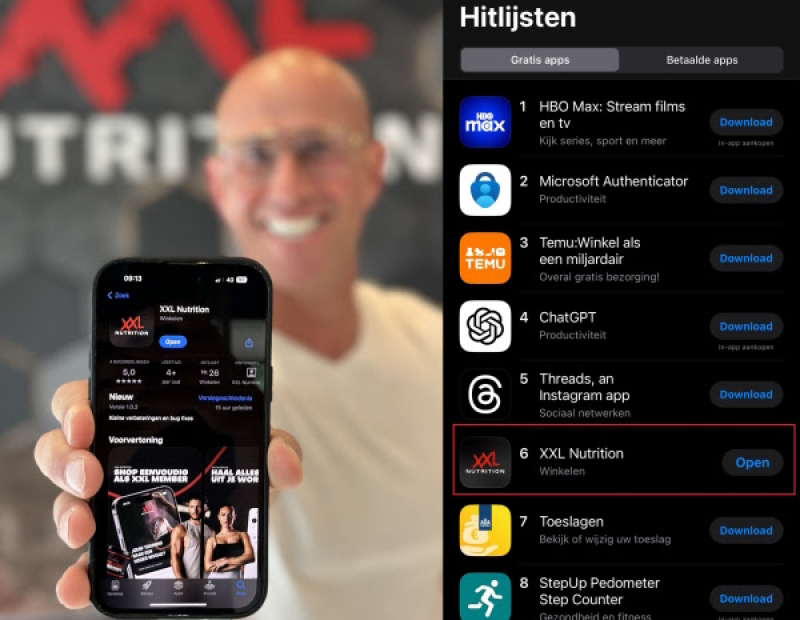  Nieuwe app XXL Nutrition:  extra gebruiksgemak, kortingen en producten