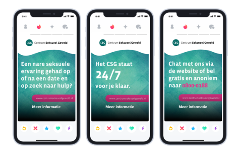 Tinder start samenwerking met Centrum Seksueel Geweld